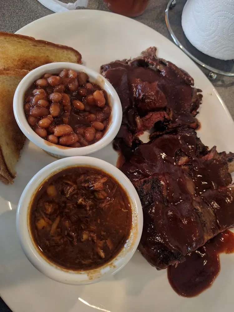 2 Meat Combo Ribs and Beef Brisket Baked Beans and Brunswick Stew